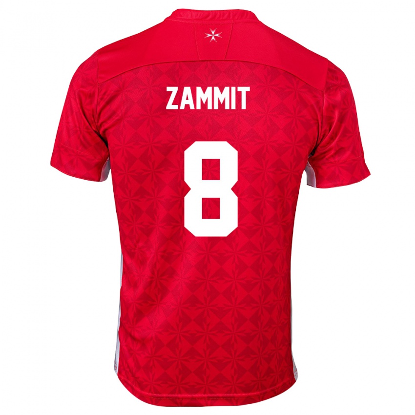 נשים מלטה Kaylon Zammit #8 אדום לבן ג'רזי ביתית 26-28 חולצה קצרה