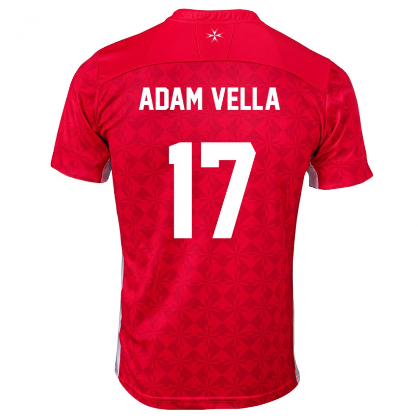 נשים מלטה Adam Vella #17 אדום לבן ג'רזי ביתית 26-28 חולצה קצרה