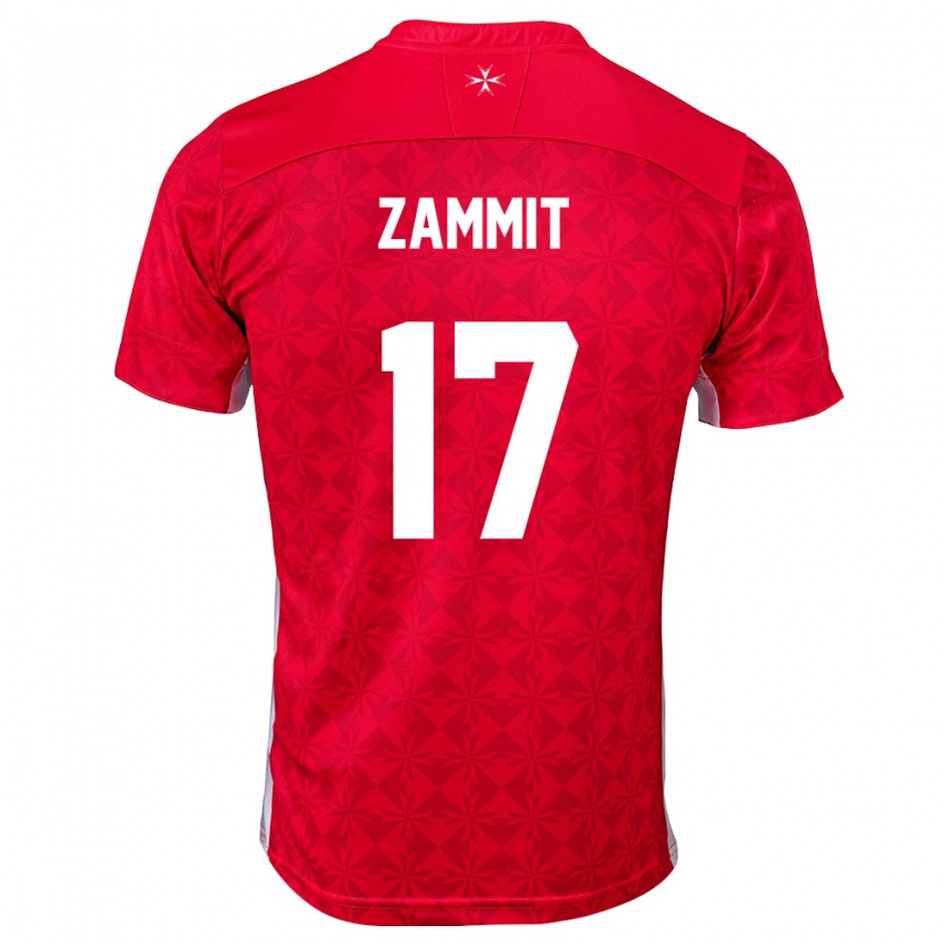 נשים מלטה Andrea Zammit #17 אדום לבן ג'רזי ביתית 26-28 חולצה קצרה