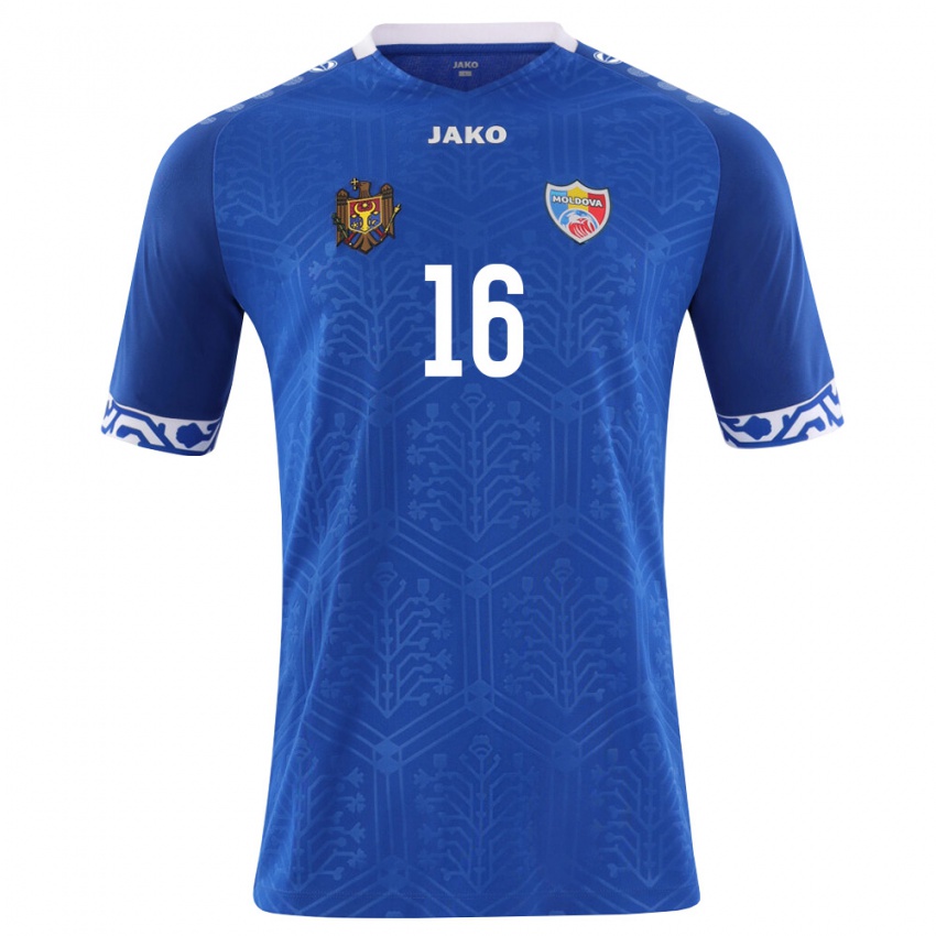נשים מולדובה Vlad Lupașco #16 כחול מלכותי לבן ג'רזי ביתית 26-28 חולצה קצרה נשים מולדובה Vlad Lupașco #16 כחול מלכותי לבן ג'רזי ביתית 26-28 חולצה קצרה