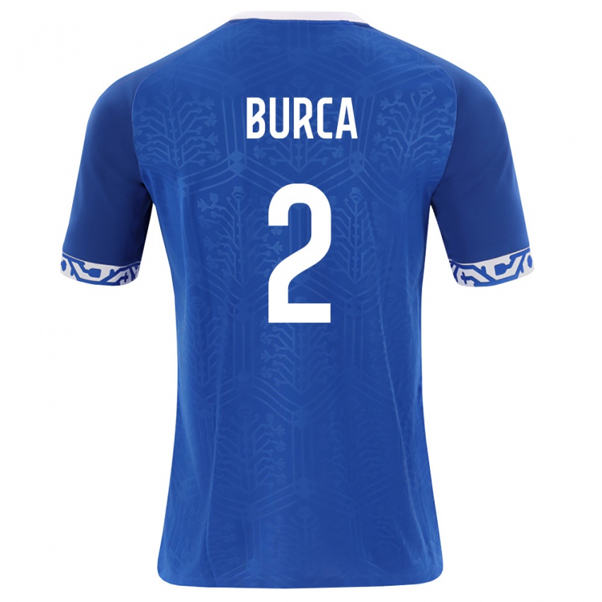 נשים מולדובה Vadim Burca #2 כחול מלכותי לבן ג'רזי ביתית 26-28 חולצה קצרה