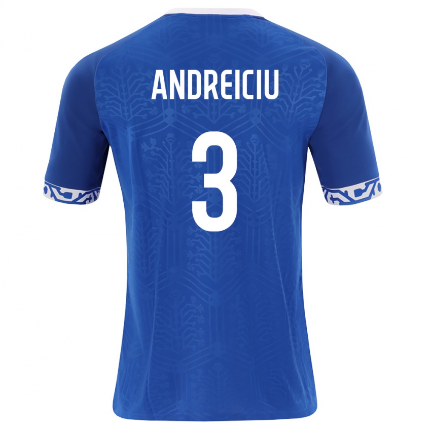 נשים מולדובה Danil Andreiciu #3 כחול מלכותי לבן ג'רזי ביתית 26-28 חולצה קצרה