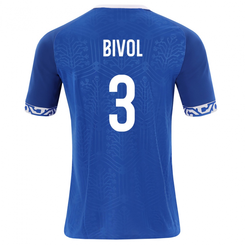 נשים מולדובה Victor Bivol #3 כחול מלכותי לבן ג'רזי ביתית 26-28 חולצה קצרה
