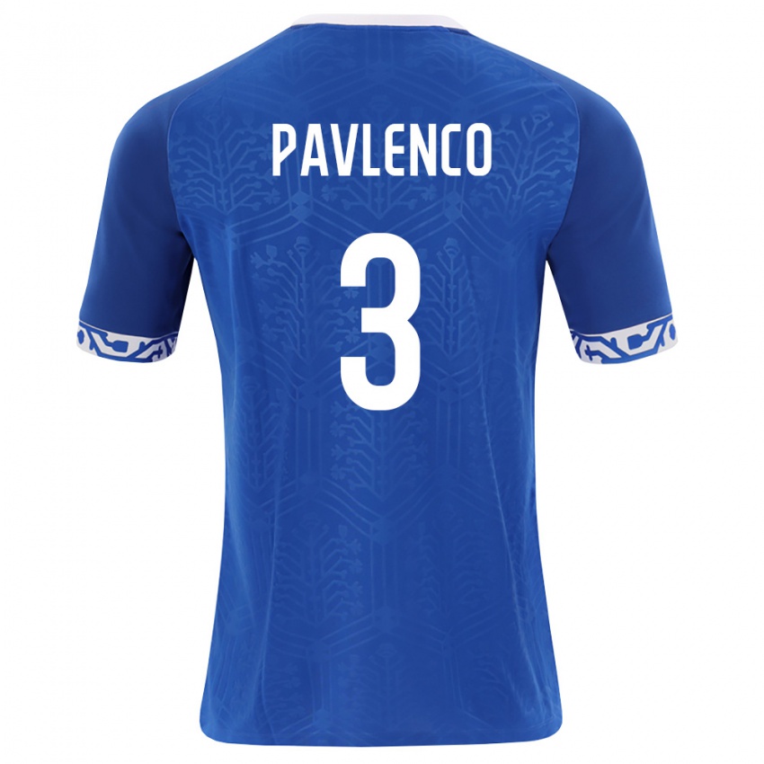 נשים מולדובה Nichita Pavlenco #3 כחול מלכותי לבן ג'רזי ביתית 26-28 חולצה קצרה