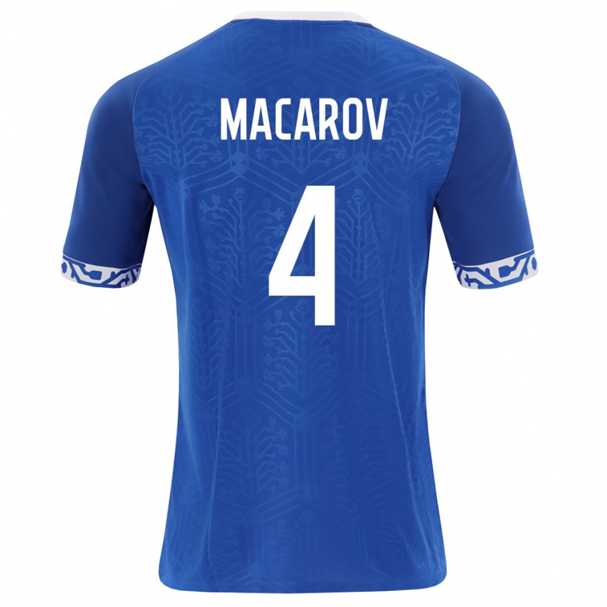 נשים מולדובה Evghenii Macarov #4 כחול מלכותי לבן ג'רזי ביתית 26-28 חולצה קצרה