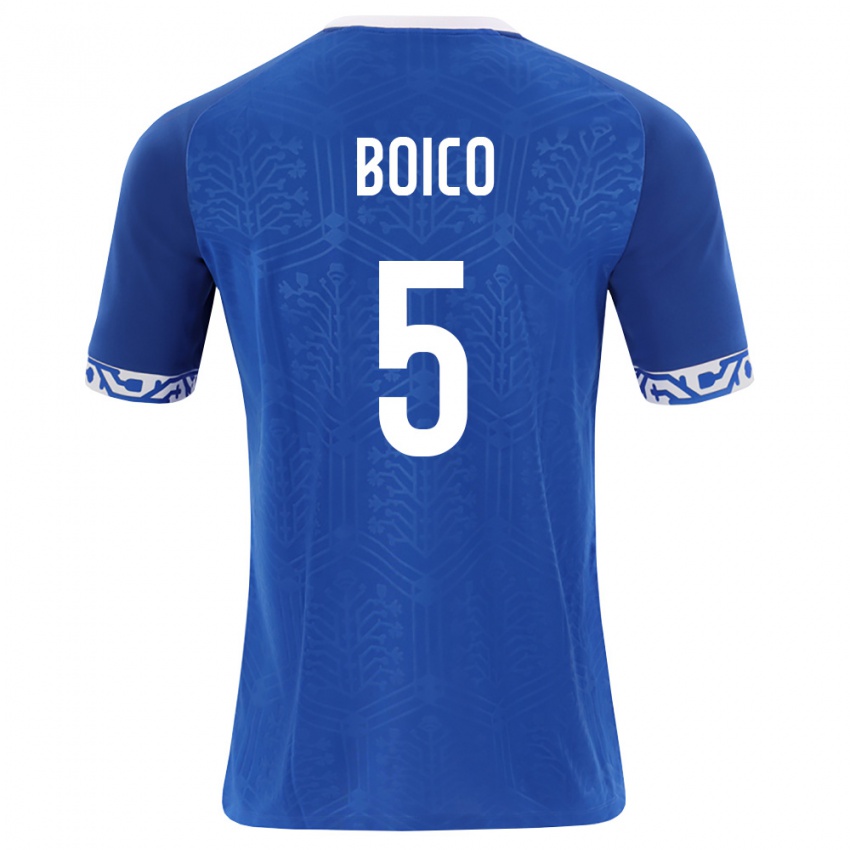 נשים מולדובה Vladislav Boico #5 כחול מלכותי לבן ג'רזי ביתית 26-28 חולצה קצרה