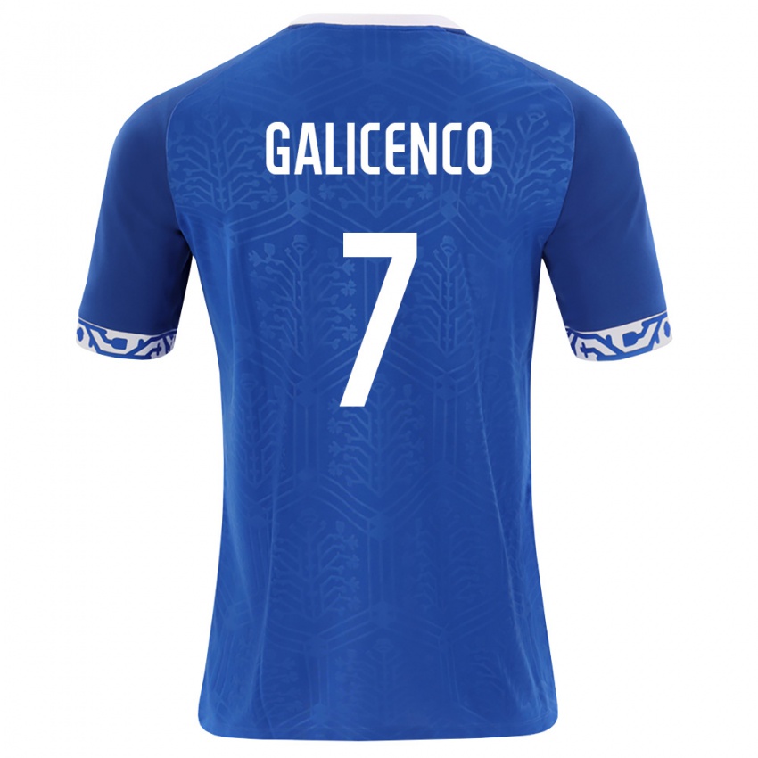 נשים מולדובה Catalin Galicenco #7 כחול מלכותי לבן ג'רזי ביתית 26-28 חולצה קצרה