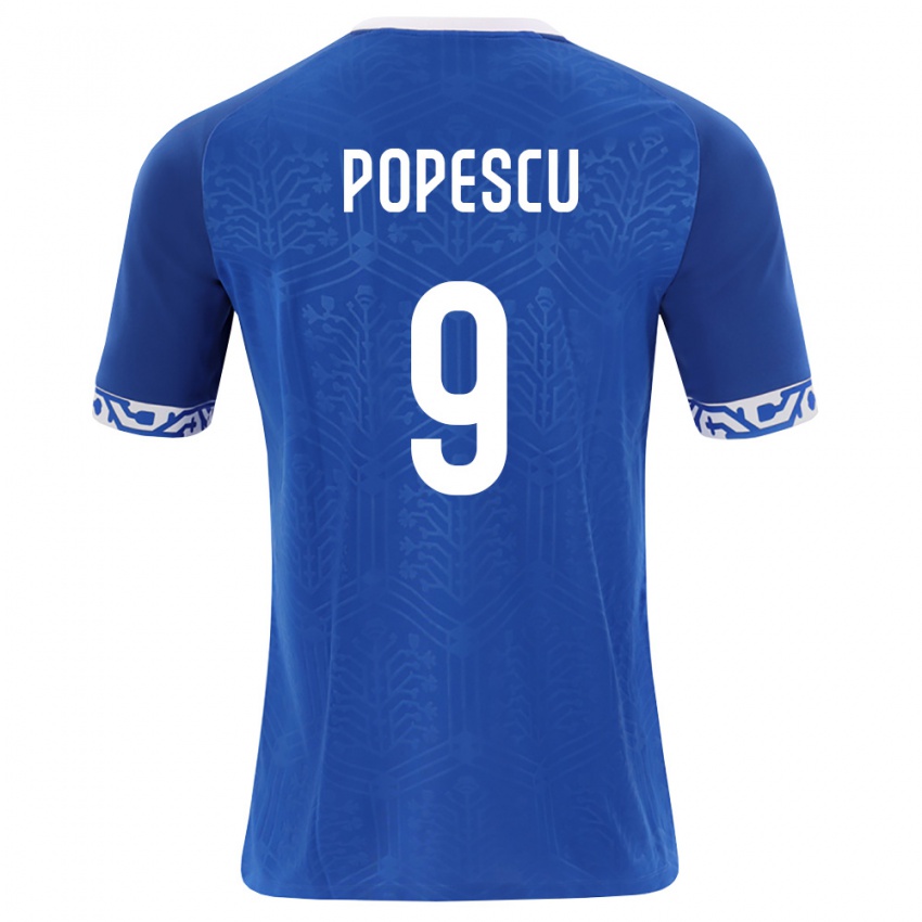 נשים מולדובה Petru Popescu #9 כחול מלכותי לבן ג'רזי ביתית 26-28 חולצה קצרה
