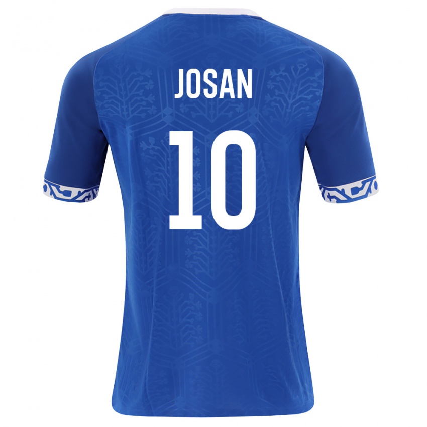 נשים מולדובה Nichita Josan #10 כחול מלכותי לבן ג'רזי ביתית 26-28 חולצה קצרה