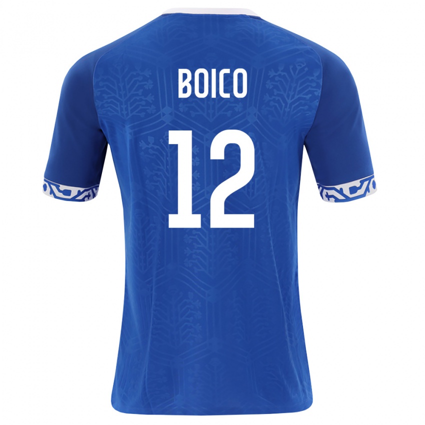 נשים מולדובה Chiril Boico #12 כחול מלכותי לבן ג'רזי ביתית 26-28 חולצה קצרה
