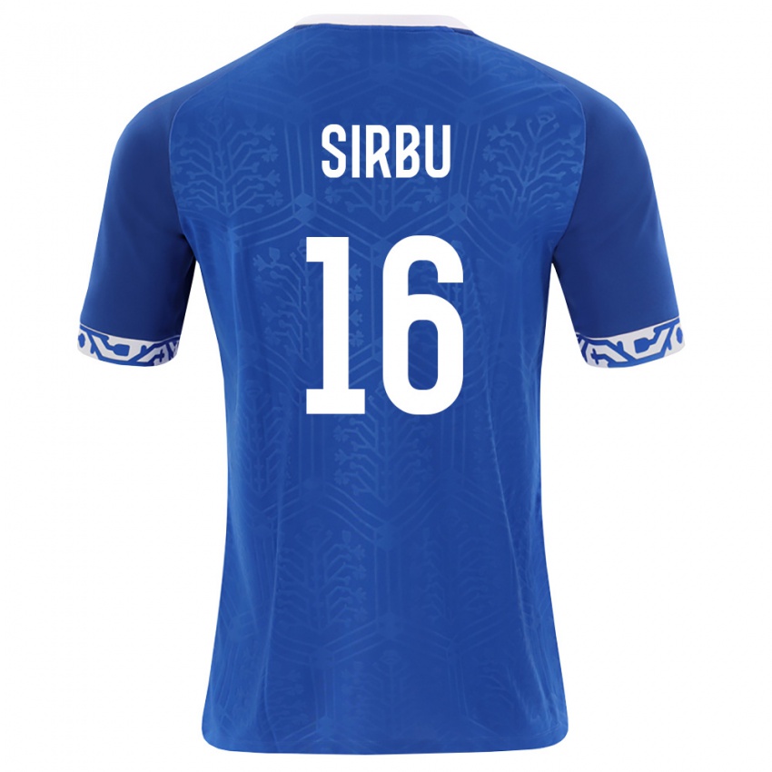נשים מולדובה David Sirbu #16 כחול מלכותי לבן ג'רזי ביתית 26-28 חולצה קצרה