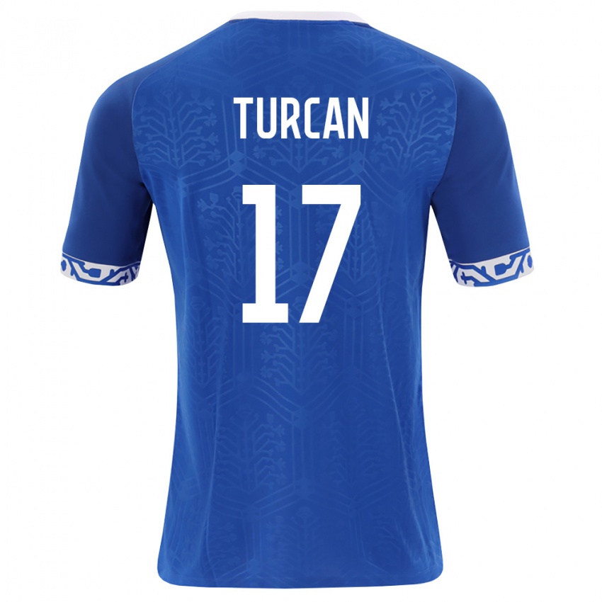 נשים מולדובה Serghei Turcan #17 כחול מלכותי לבן ג'רזי ביתית 26-28 חולצה קצרה