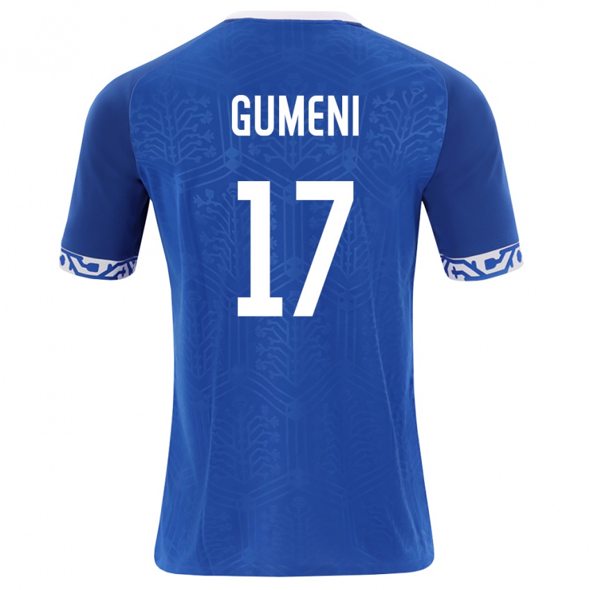 נשים מולדובה Nicolae Gumeni #17 כחול מלכותי לבן ג'רזי ביתית 26-28 חולצה קצרה