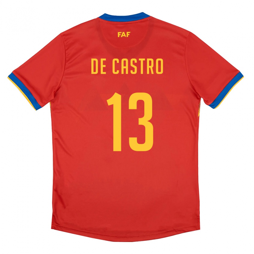 נשים אנדורה Marc De Castro #13 אדום כחול צהוב ג'רזי ביתית 26-28 חולצה קצרה