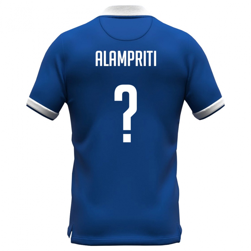 נשים קפריסין Christos Alampriti #0 כחול מלכותי לבן ג'רזי ביתית 26-28 חולצה קצרה