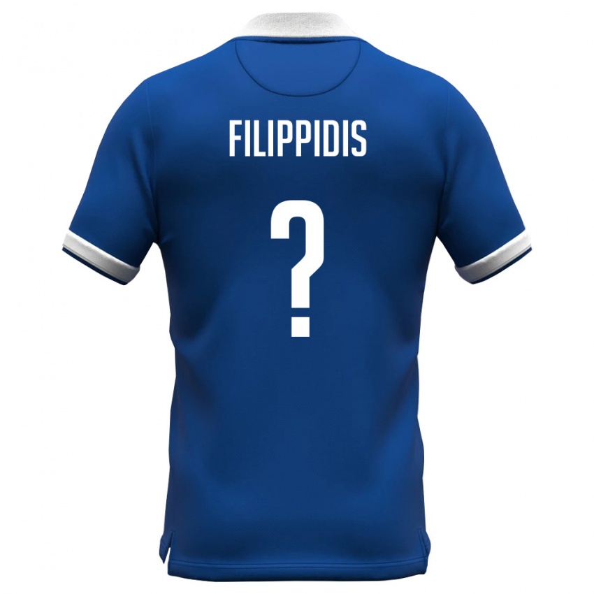 נשים קפריסין Marios Filippidis #0 כחול מלכותי לבן ג'רזי ביתית 26-28 חולצה קצרה