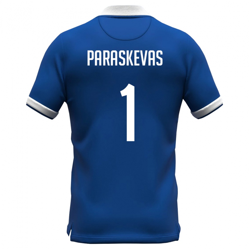 נשים קפריסין אנדראס פרסקבאס #1 כחול מלכותי לבן ג'רזי ביתית 26-28 חולצה קצרה