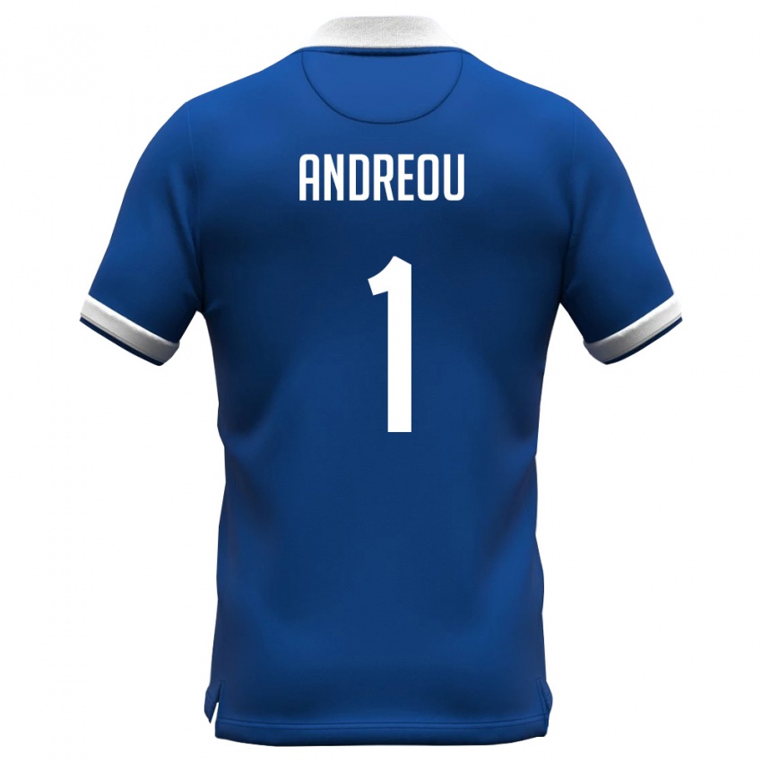 נשים קפריסין Andreas Andreou #1 כחול מלכותי לבן ג'רזי ביתית 26-28 חולצה קצרה