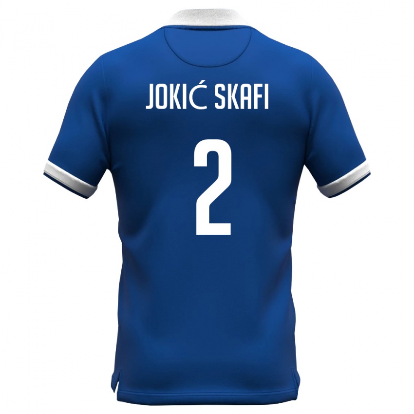 נשים קפריסין Georgios Jokić Skafi #2 כחול מלכותי לבן ג'רזי ביתית 26-28 חולצה קצרה