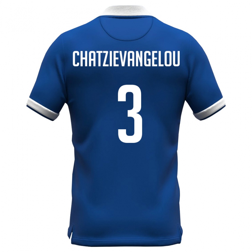 נשים קפריסין Petros Chatzievangelou #3 כחול מלכותי לבן ג'רזי ביתית 26-28 חולצה קצרה