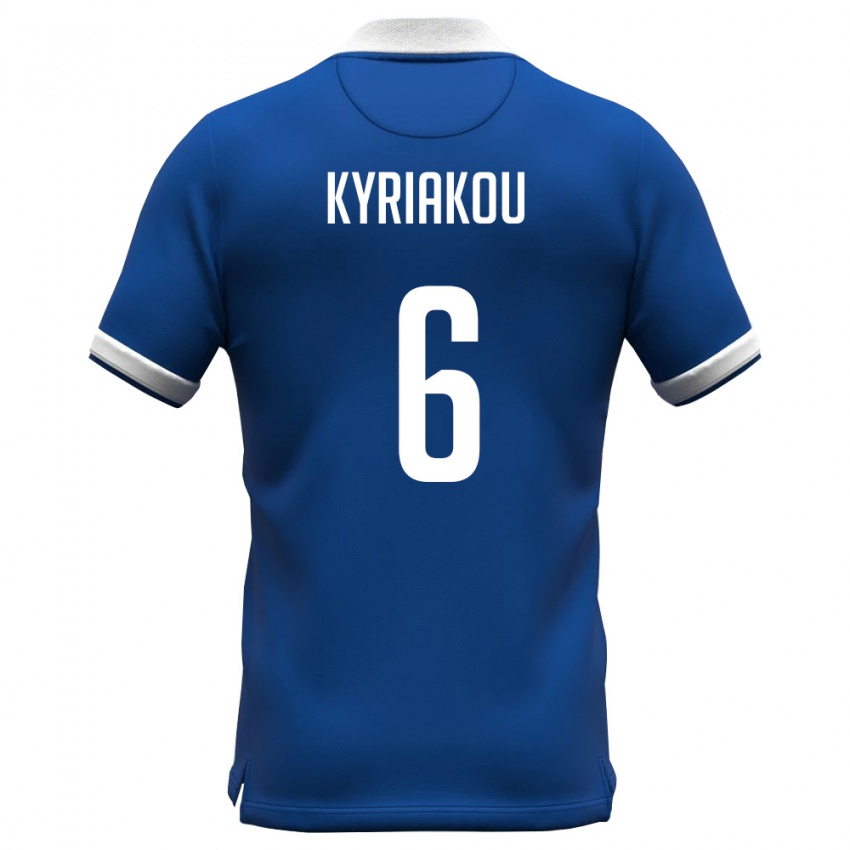 נשים קפריסין Kyriakos Kyriakou #6 כחול מלכותי לבן ג'רזי ביתית 26-28 חולצה קצרה