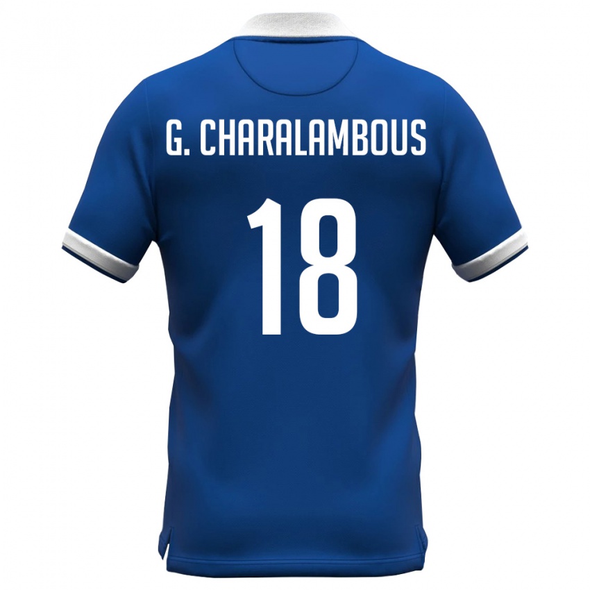 נשים קפריסין Gordon Panagiotis Charalambous #18 כחול מלכותי לבן ג'רזי ביתית 26-28 חולצה קצרה