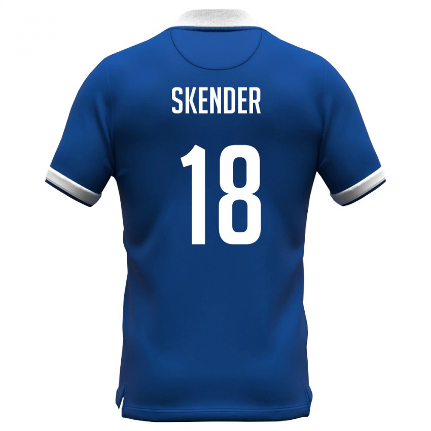 נשים קפריסין Alexandros Skender #18 כחול מלכותי לבן ג'רזי ביתית 26-28 חולצה קצרה