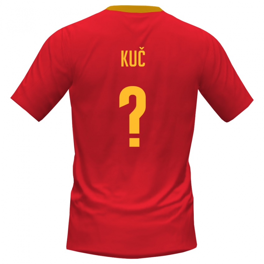 נשים מונטנגרו Luka Kuč #0 אדום צהוב ג'רזי ביתית 26-28 חולצה קצרה