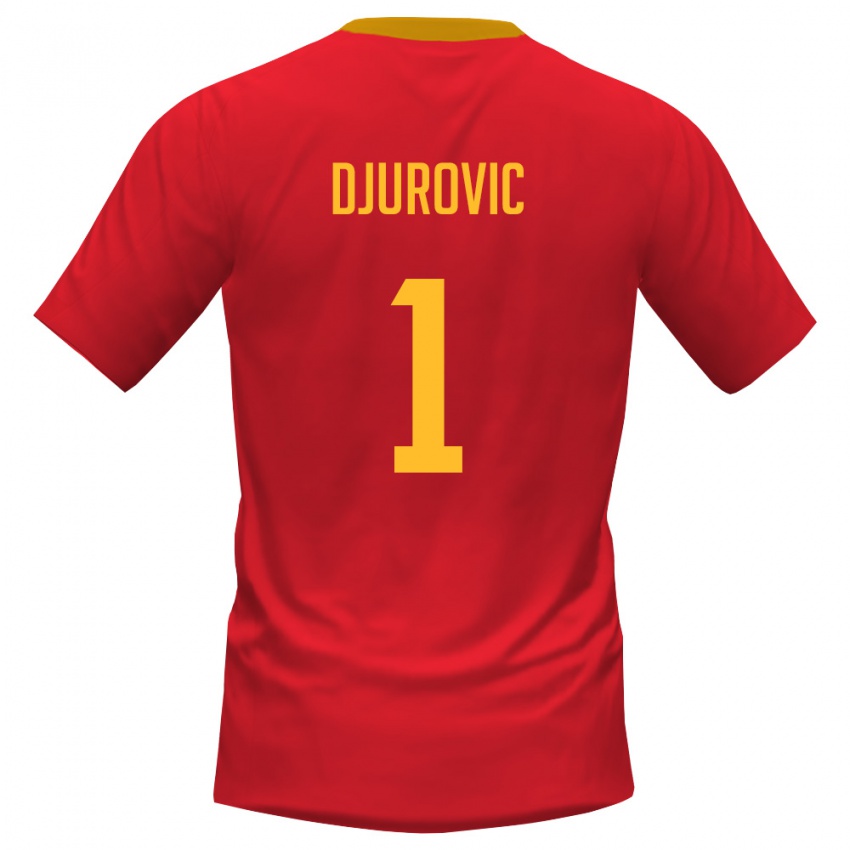 נשים מונטנגרו Tomas Djurovic #1 אדום צהוב ג'רזי ביתית 26-28 חולצה קצרה