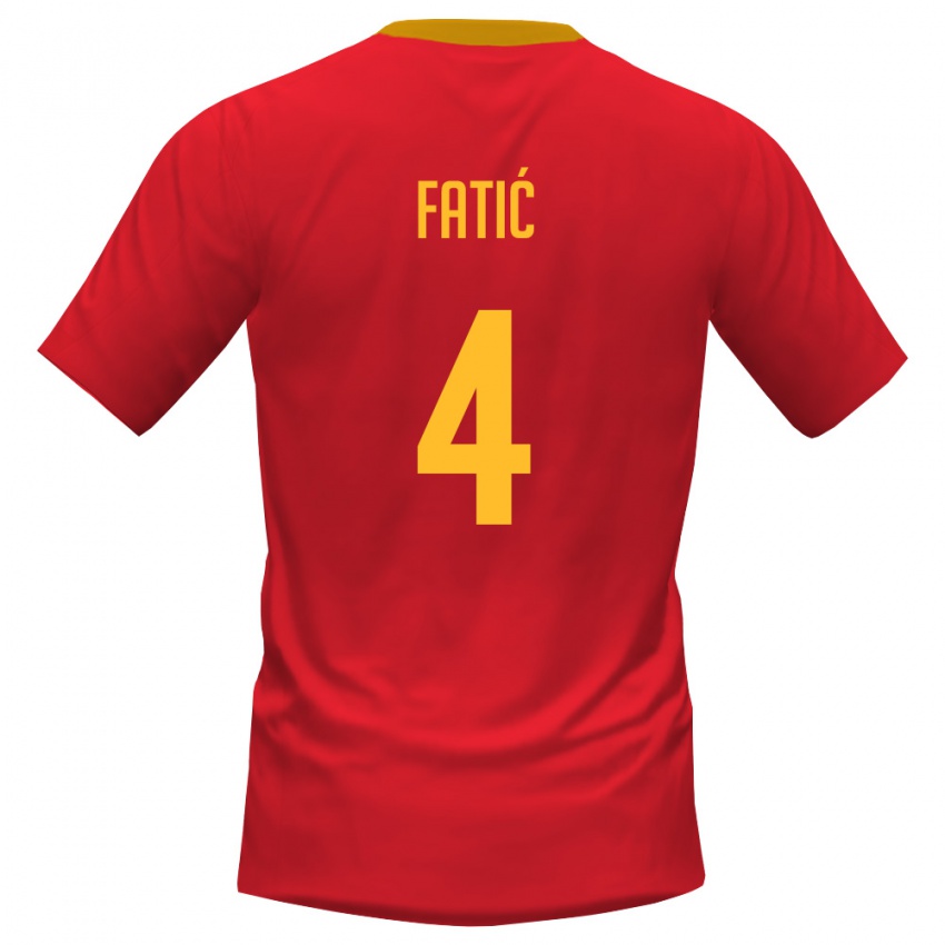 נשים מונטנגרו נובאק פאטיק #4 אדום צהוב ג'רזי ביתית 26-28 חולצה קצרה