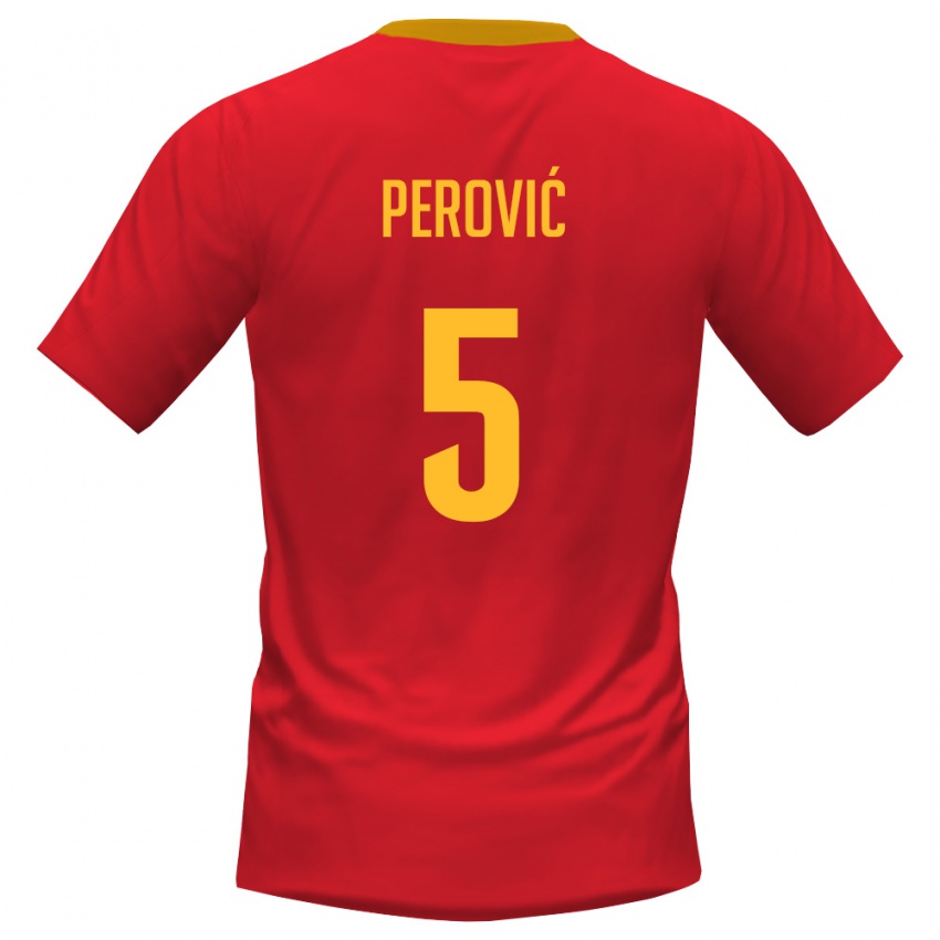 נשים מונטנגרו מרקו פרוביץ׳ #5 אדום צהוב ג'רזי ביתית 26-28 חולצה קצרה
