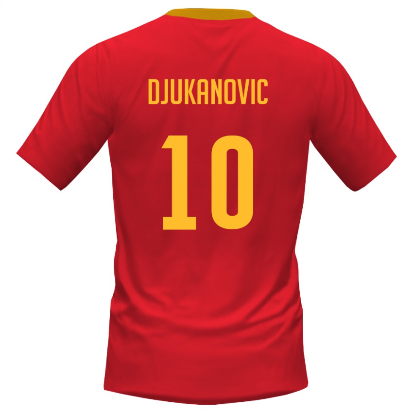 נשים מונטנגרו ויקטור ג'וקאנוביץ' #10 אדום צהוב ג'רזי ביתית 26-28 חולצה קצרה