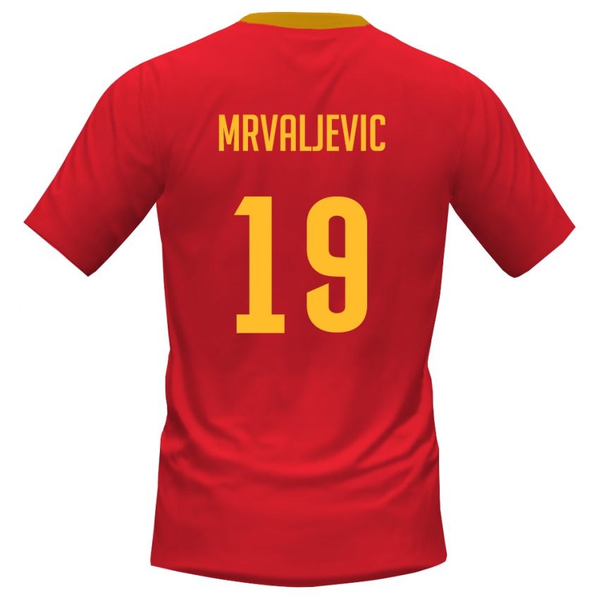 נשים מונטנגרו Balsa Mrvaljevic #19 אדום צהוב ג'רזי ביתית 26-28 חולצה קצרה