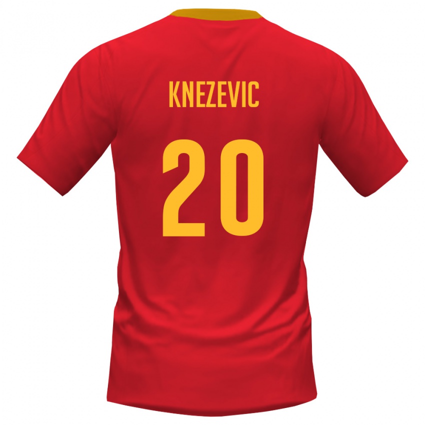 נשים מונטנגרו Lazar Knezevic #20 אדום צהוב ג'רזי ביתית 26-28 חולצה קצרה