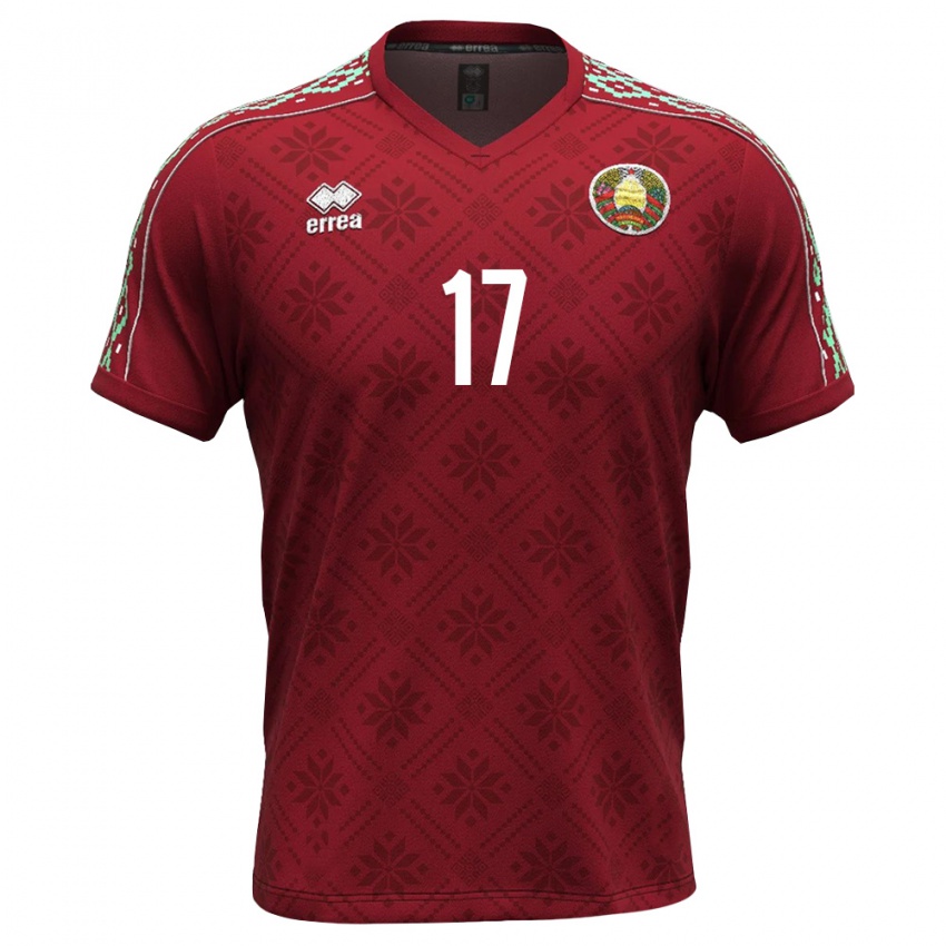 נשים בלארוס Ivan Zhakhovskiy #17 אדום עמוק לבן ג'רזי ביתית 26-28 חולצה קצרה