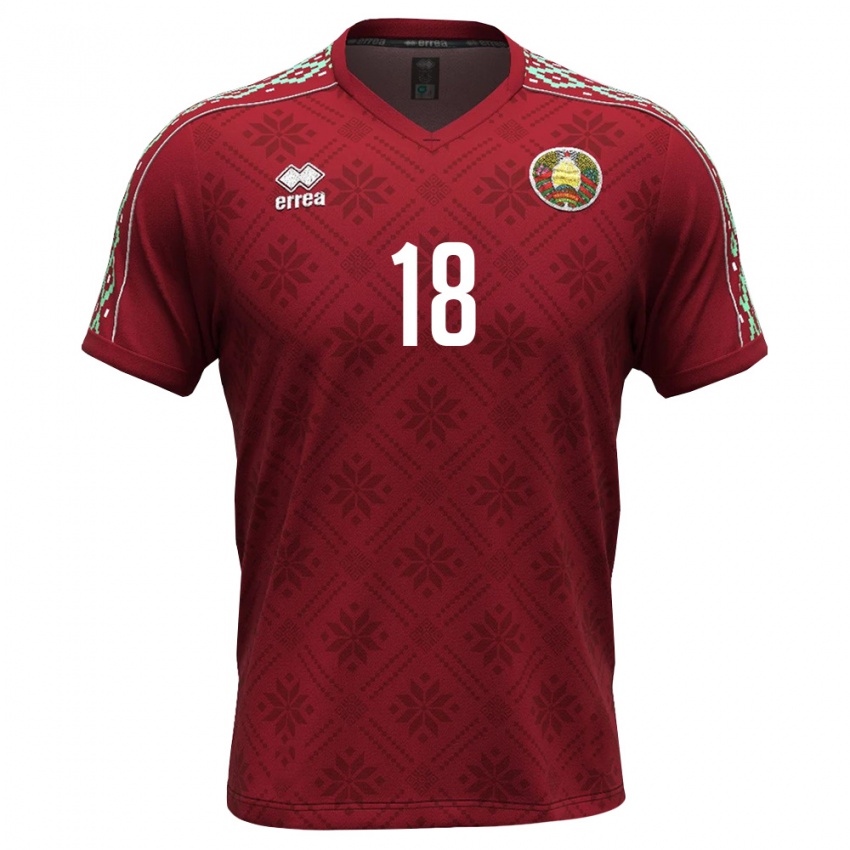 נשים בלארוס Kirill Gomanov #18 אדום עמוק לבן ג'רזי ביתית 26-28 חולצה קצרה