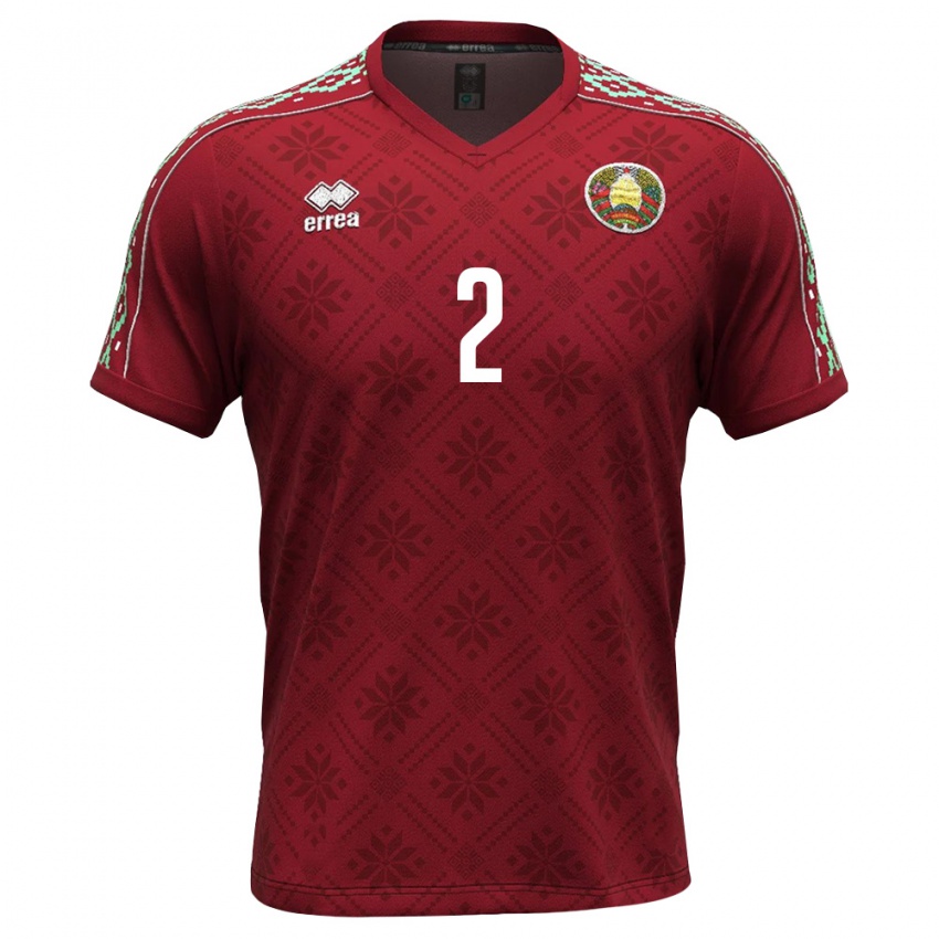 נשים בלארוס Evgeniy Novykh #2 אדום עמוק לבן ג'רזי ביתית 26-28 חולצה קצרה