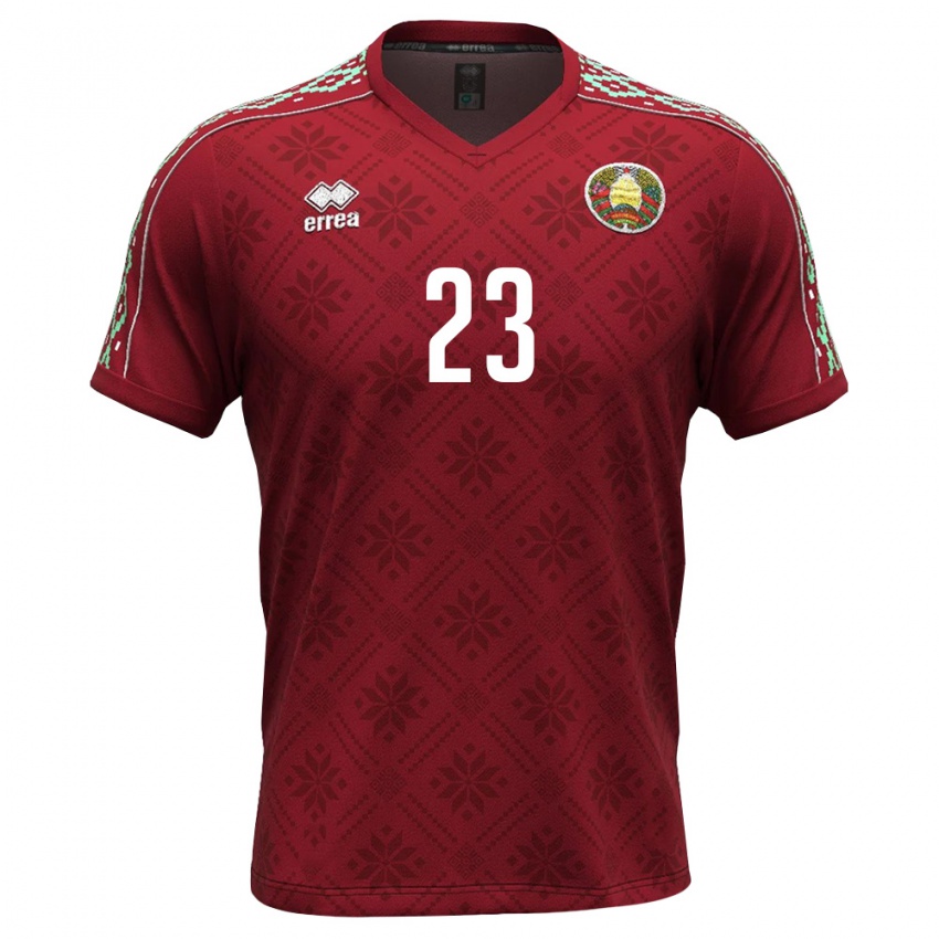 נשים בלארוס Ilya Putkin #23 אדום עמוק לבן ג'רזי ביתית 26-28 חולצה קצרה