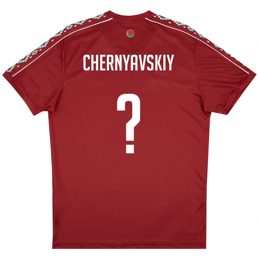 נשים בלארוס Matvey Chernyavskiy #0 אדום עמוק לבן ג'רזי ביתית 26-28 חולצה קצרה