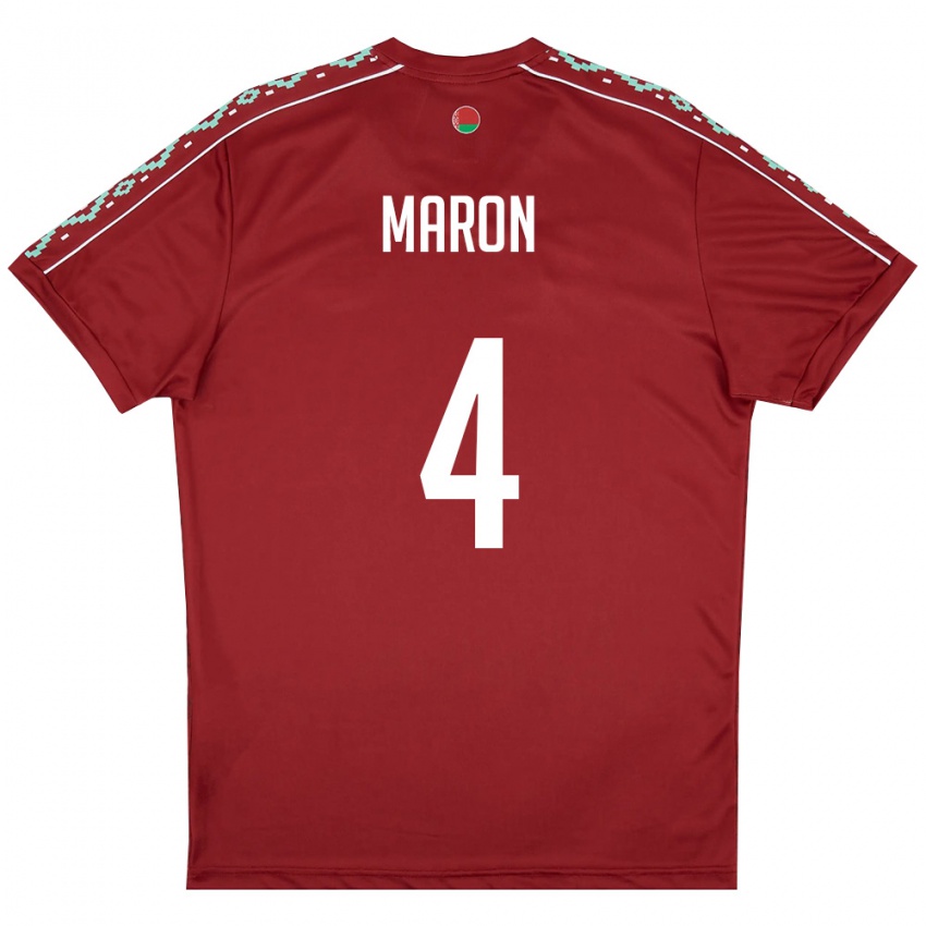 נשים בלארוס Dmitriy Maron #4 אדום עמוק לבן ג'רזי ביתית 26-28 חולצה קצרה