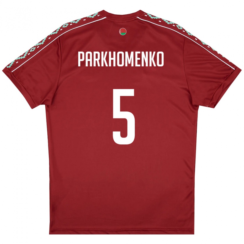 נשים בלארוס יגור פרחומנקו #5 אדום עמוק לבן ג'רזי ביתית 26-28 חולצה קצרה