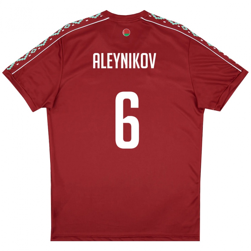 נשים בלארוס Marat Aleynikov #6 אדום עמוק לבן ג'רזי ביתית 26-28 חולצה קצרה