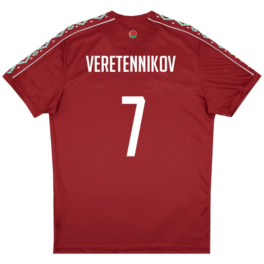 נשים בלארוס אלכסנדר ורטניקוב #7 אדום עמוק לבן ג'רזי ביתית 26-28 חולצה קצרה