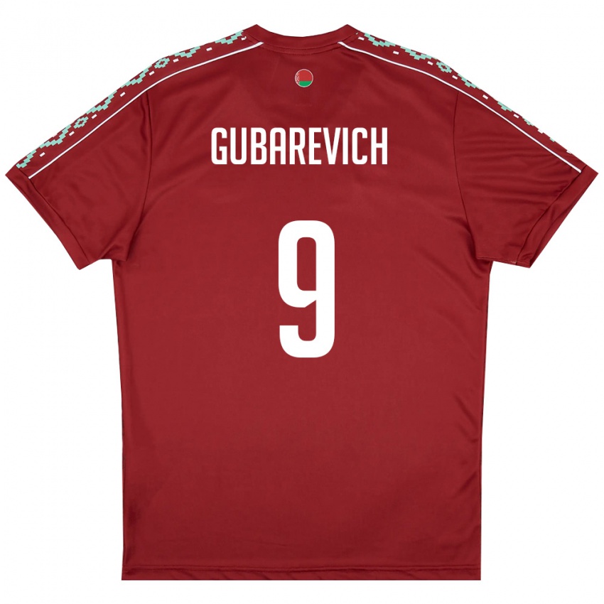 נשים בלארוס Ilya Gubarevich #9 אדום עמוק לבן ג'רזי ביתית 26-28 חולצה קצרה