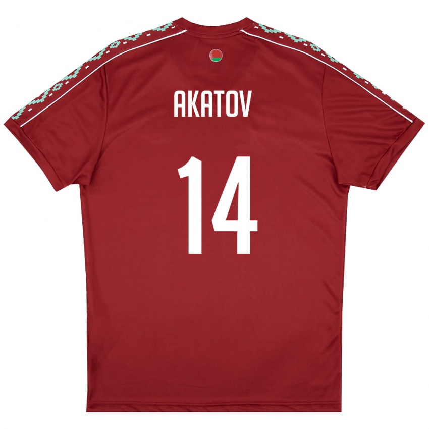 נשים בלארוס ארטם אקטוב #14 אדום עמוק לבן ג'רזי ביתית 26-28 חולצה קצרה