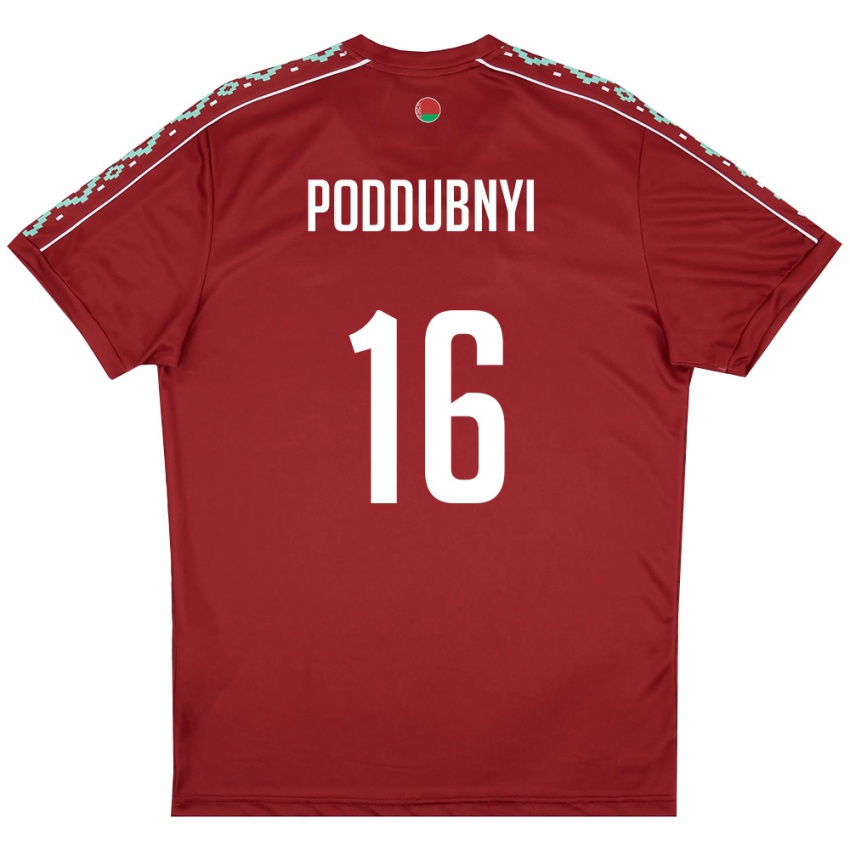 נשים בלארוס Ivan Poddubnyi #16 אדום עמוק לבן ג'רזי ביתית 26-28 חולצה קצרה