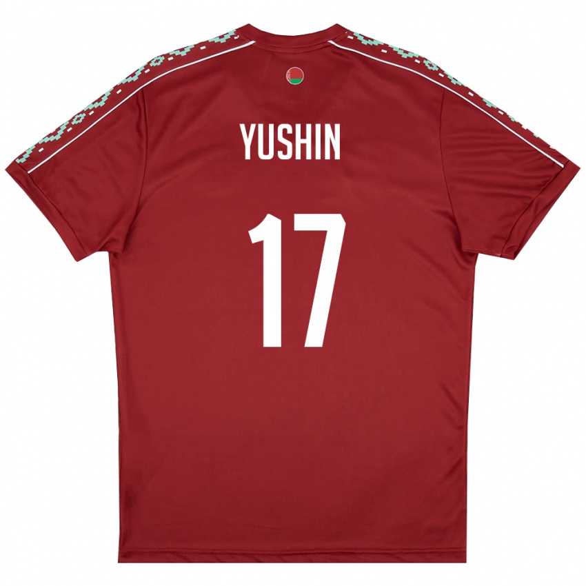 נשים בלארוס Lavr Yushin #17 אדום עמוק לבן ג'רזי ביתית 26-28 חולצה קצרה