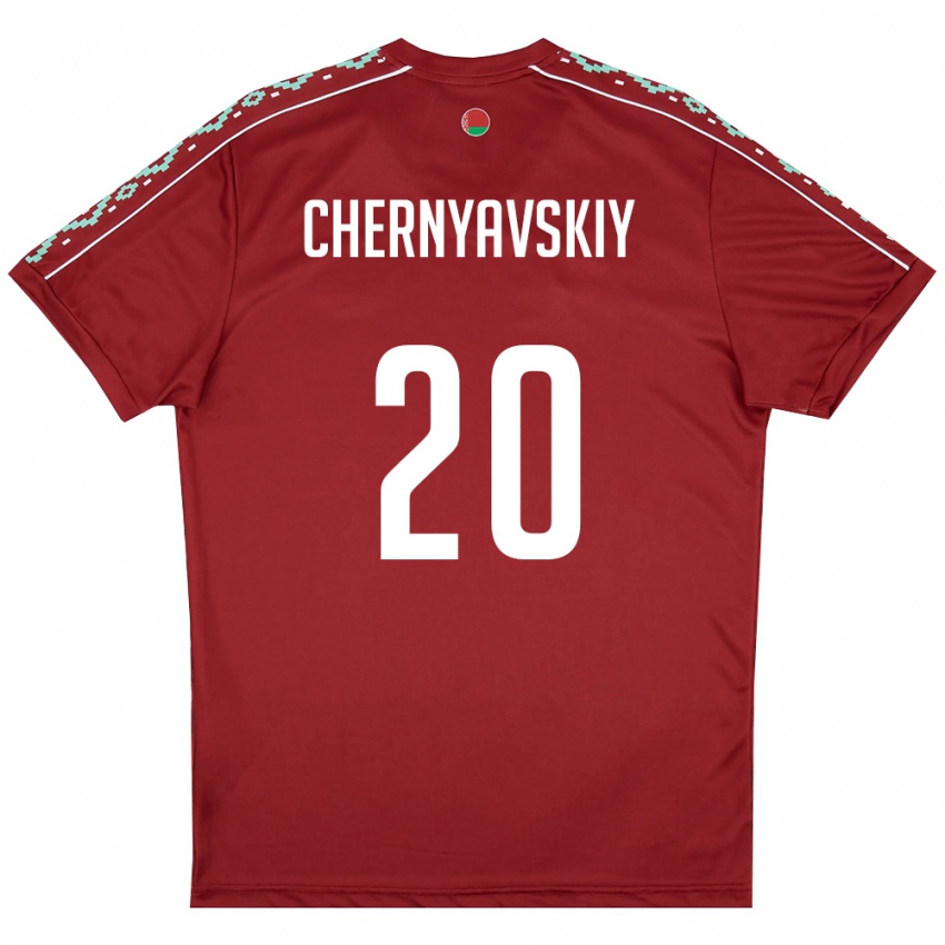 נשים בלארוס Vasiliy Chernyavskiy #20 אדום עמוק לבן ג'רזי ביתית 26-28 חולצה קצרה