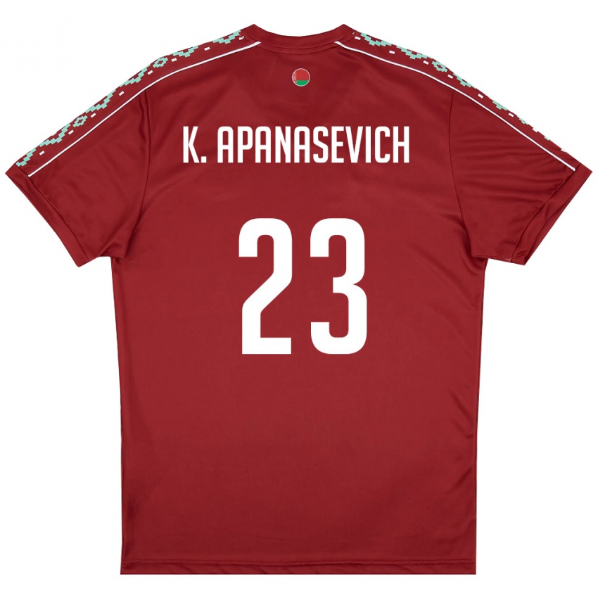 נשים בלארוס Kirill Apanasevich #23 אדום עמוק לבן ג'רזי ביתית 26-28 חולצה קצרה