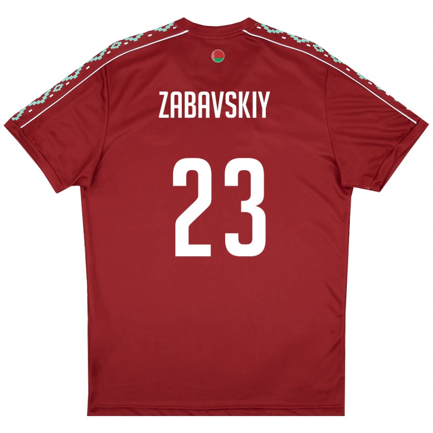 נשים בלארוס Matvey Zabavskiy #23 אדום עמוק לבן ג'רזי ביתית 26-28 חולצה קצרה